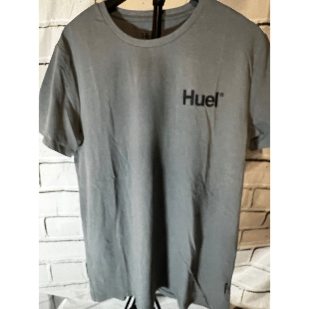 Huel Mens XL Gray Short Sleeve Graphic Logo Crewneck T-Shirt Athleisure